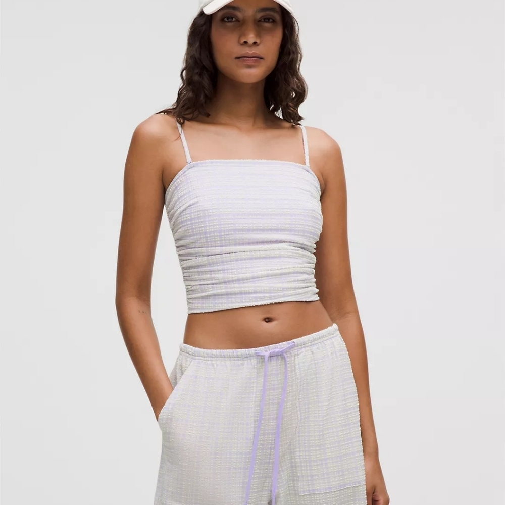 NWT Lululemon Seersucker Check Strappy Tank Top Sz LARGE BCCF